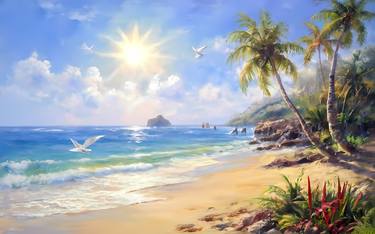 The charm of tropical beach, Oil painting, Digital art thumb