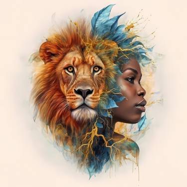 African queen and the lion, Digital artist, Digital thumb