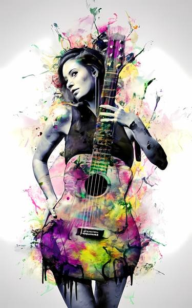 Woman's soul through guitar melodies, Digital art gallery, thumb