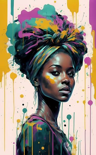 Beauty and serenity of the Afro woman, Digital artwork, Digital thumb