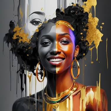 Elegance of the Afro smile, Digital art thumb