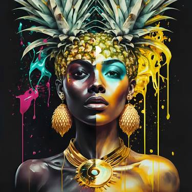 Golden fusion: Pineapple queen, Art for dining room thumb