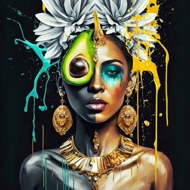 Avocado Queen, Fashion magazine art, Art for kitchen, thumb