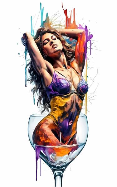 Wine Queen and sensuality, Art for bar, Art for bottle store, thumb