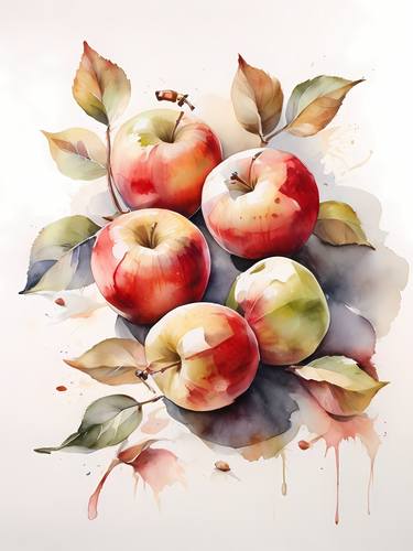 Whimsical apple delights, kitchen canvas wall art thumb
