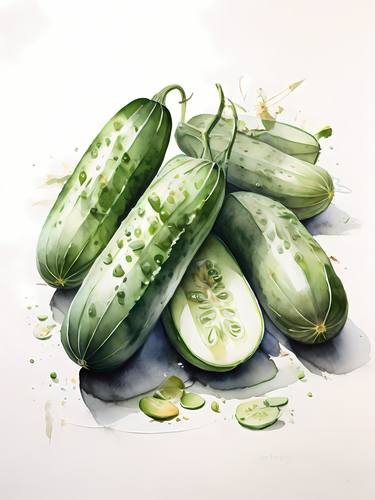 Fresh harvest: Cucumbers, Food wall art for kitchen, thumb