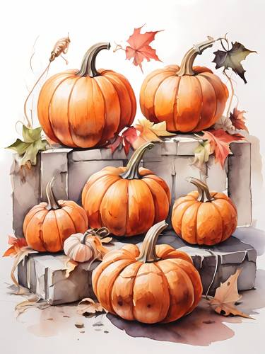Autumn harvest: Pumpkins, Kitchen wall art, Dining room wall art thumb