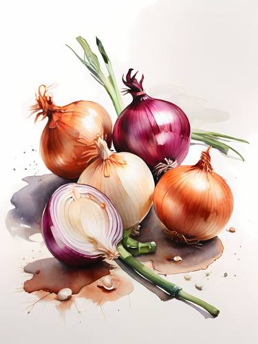 Layers of flavor: Onions, Cool kitchen prints, Dining room art, thumb