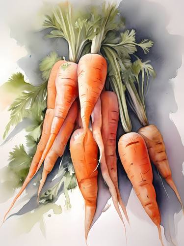 Vibrant harvest: Carrots, Kitchen art, Elegant dining room art, thumb