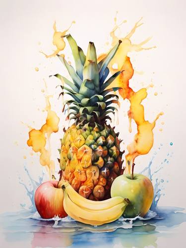 Tropical symphony: Pineapple, apples and bananas thumb