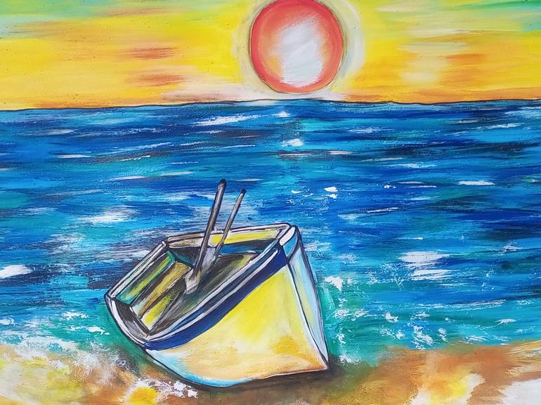 Original Beach Painting by Jafeth Moiane