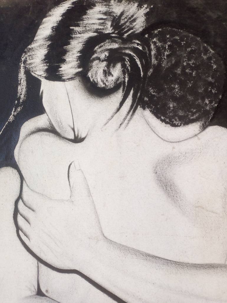 Original Figurative Love Painting by Jafeth Moiane