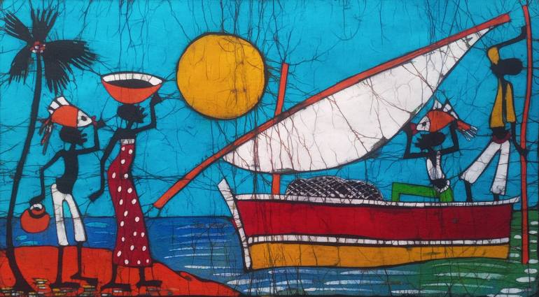 Print of Figurative Beach Paintings by Jafeth Moiane