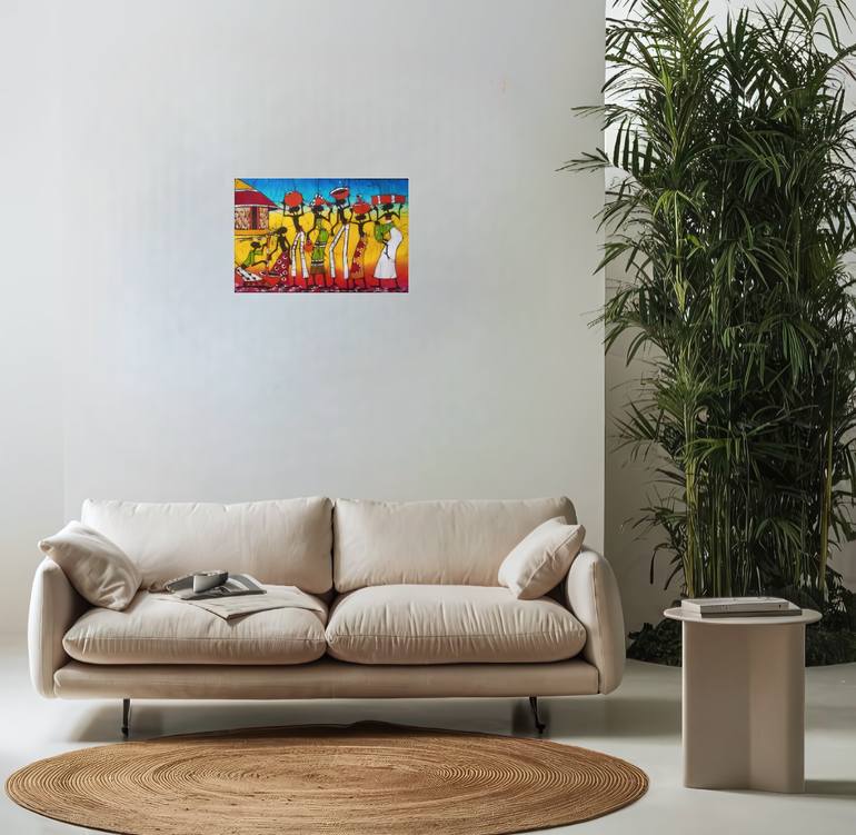 Original Figurative Rural Life Painting by Jafeth Moiane