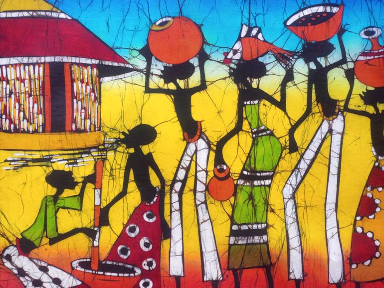 Original Figurative Rural Life Painting by Jafeth Moiane