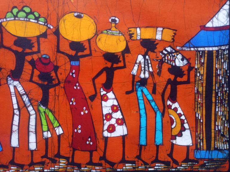 Original Figurative Rural Life Painting by Jafeth Moiane