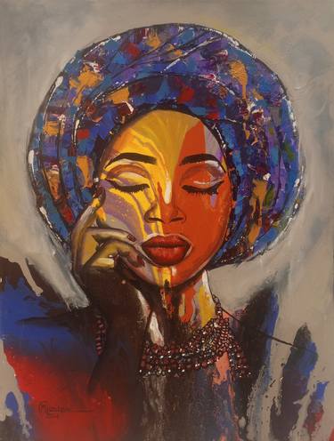 Original Fine Art Women Painting by Jafeth Moiane