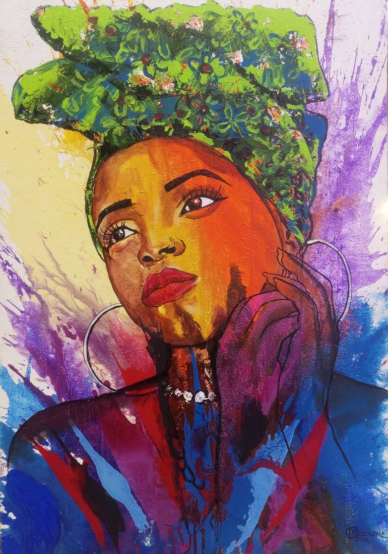 Print of Fine Art Women Paintings by Jafeth Moiane