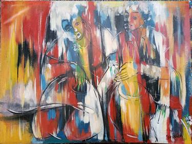 The couple painting, Oil Painting, Arte Africana, Peinture Africaine, Afrikanische Malerei thumb