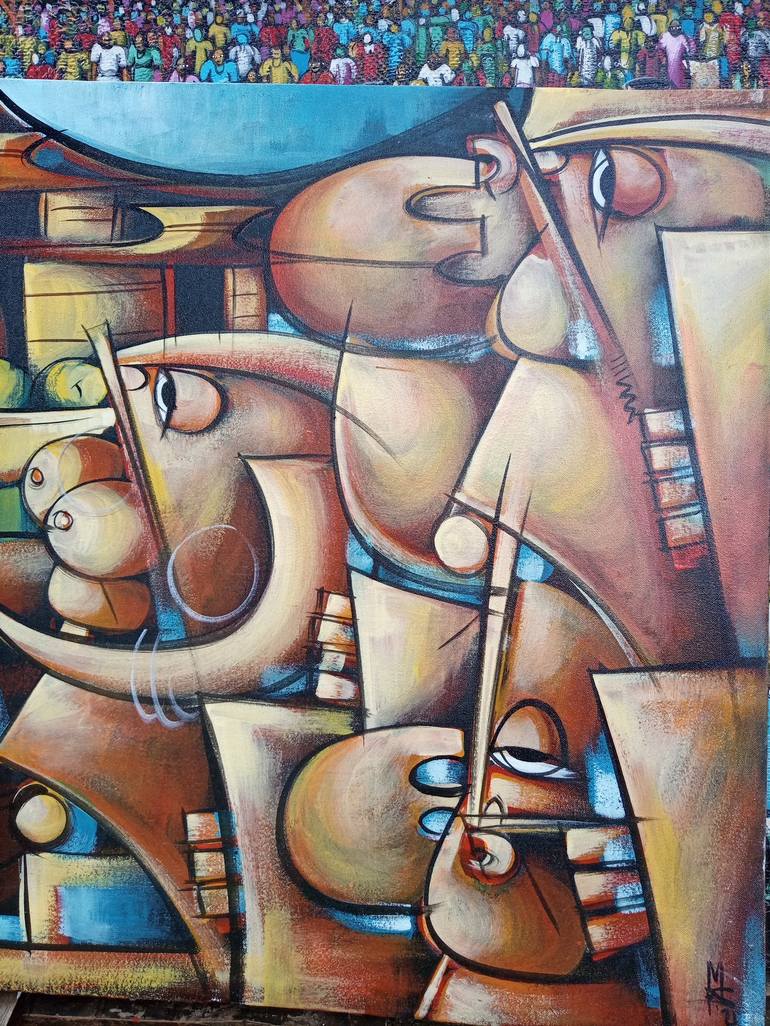 Original Art Deco People Painting by Jafeth Moiane