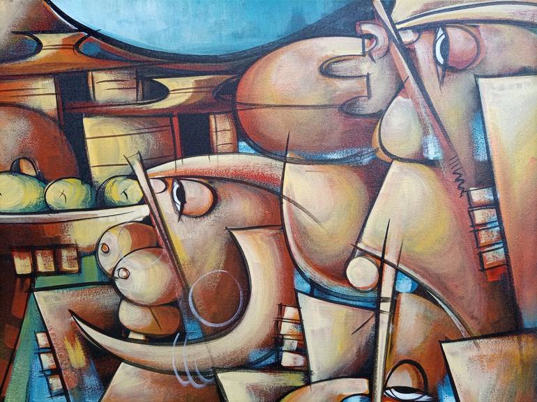 Original Art Deco People Painting by Jafeth Moiane