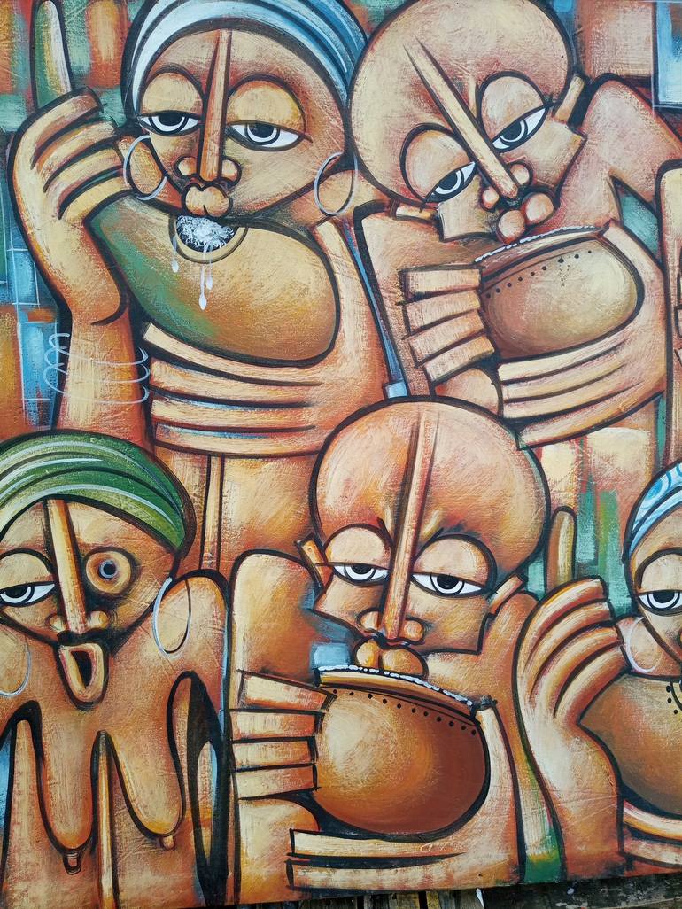 Original People Painting by Jafeth Moiane