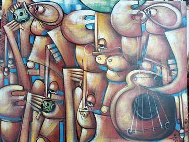 The musicians painting, Oil Paintings, Peinture Africaine, African thumb