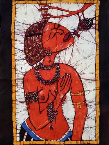 Beautiful Zulu tribe woman,Batik painting,Batik art thumb