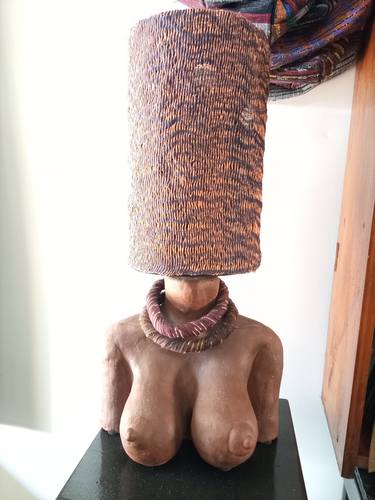 Ceramic lampshade, Busto di donna, Woman artwork, Female bust thumb