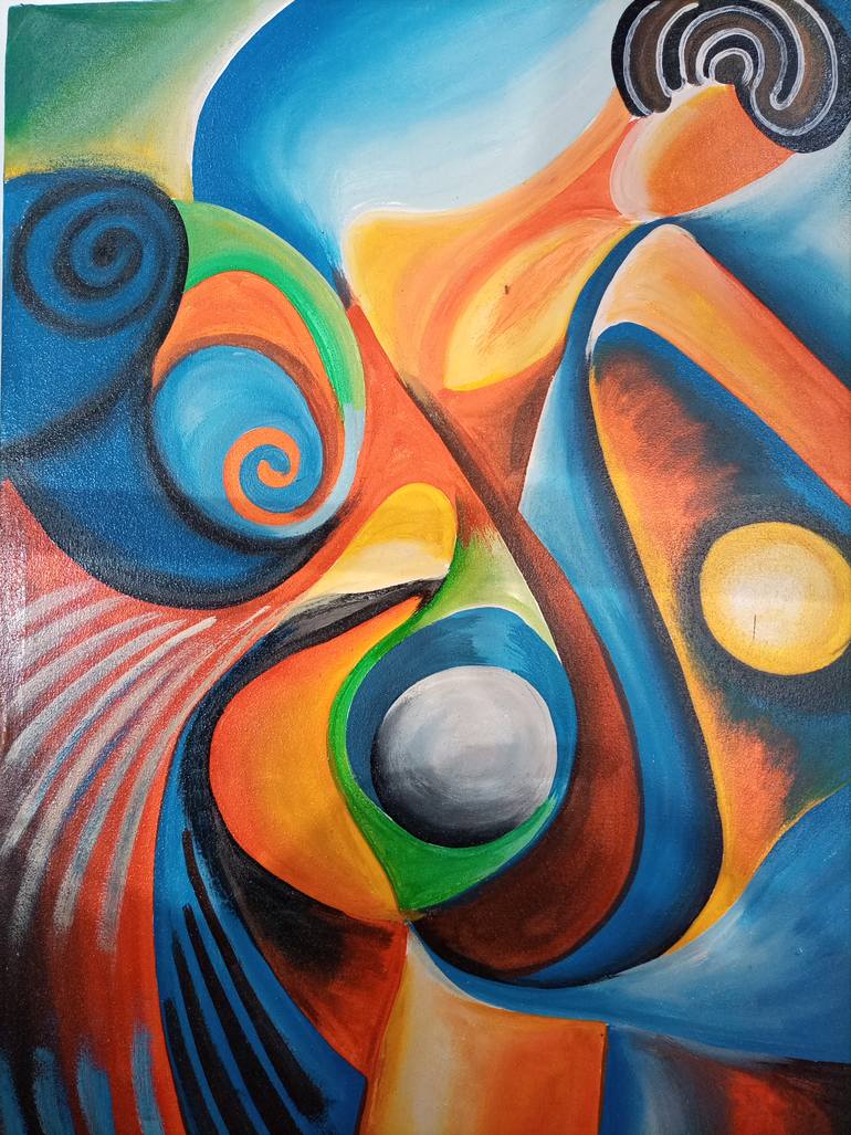 Original Abstract Expressionism Women Painting by Jafeth Moiane