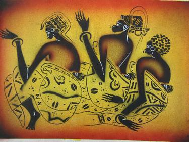 African art, African women paintings, Black women art, African thumb