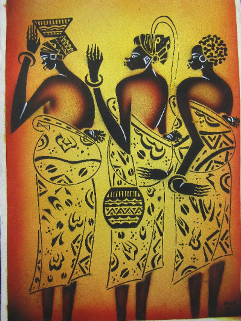 Original Art Deco Women Paintings by Jafeth Moiane