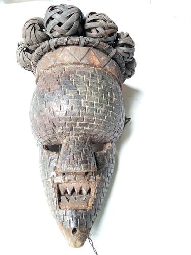Art Africain, African mask, Congo Salampansu tribe helmet mask thumb