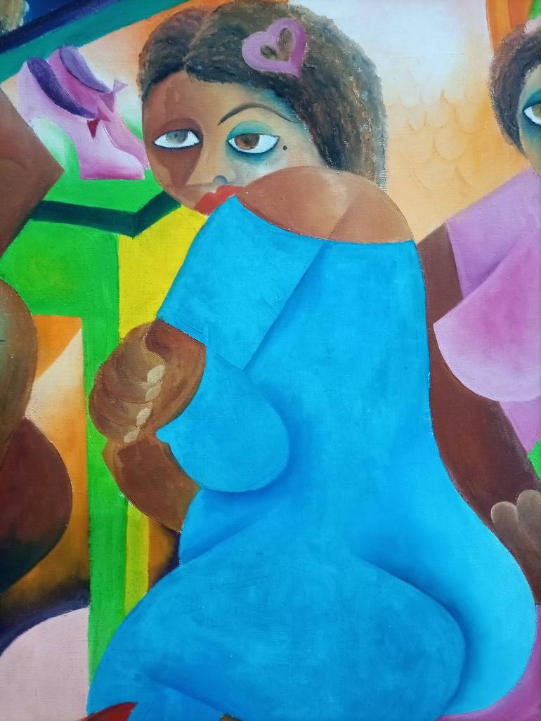 Original Fine Art Women Painting by Jafeth Moiane