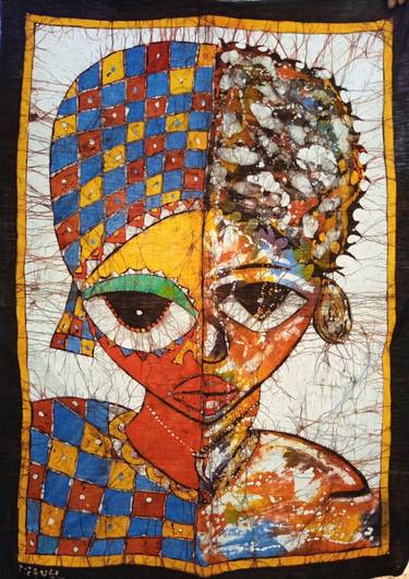Afro woman portrait, Batik painting, Extra large thumb