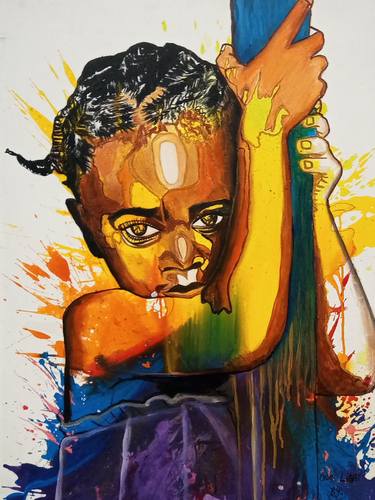 Print of Fine Art Children Paintings by Jafeth Moiane