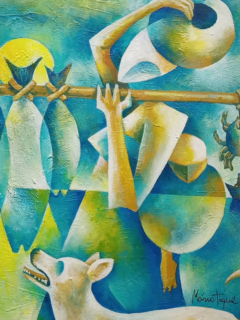 Original Figurative Fish Painting by Jafeth Moiane