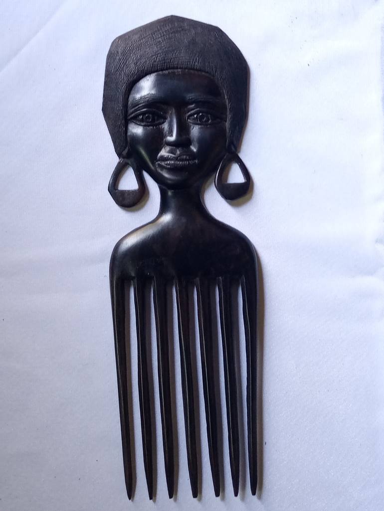 African decorative hair comb - Print