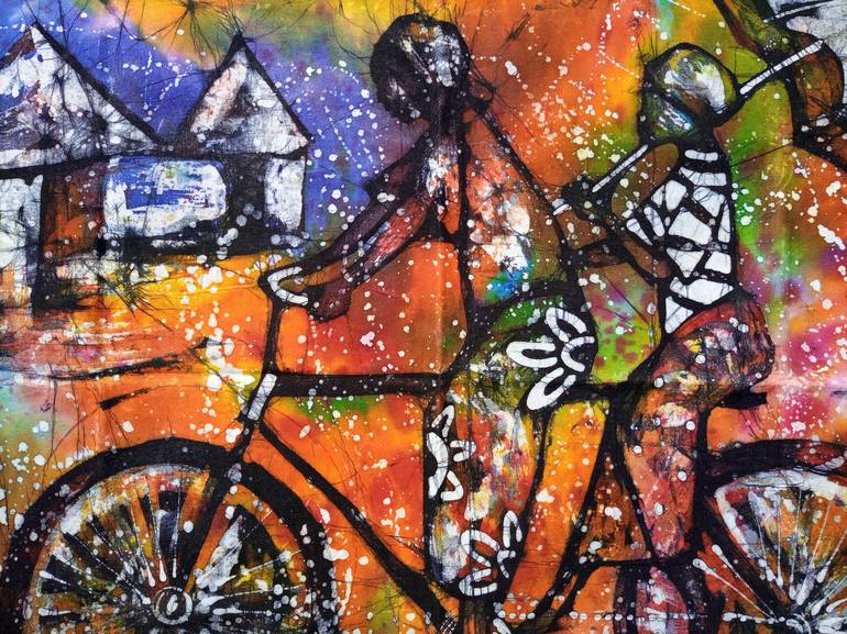 Original Abstract Bicycle Painting by Jafeth Moiane