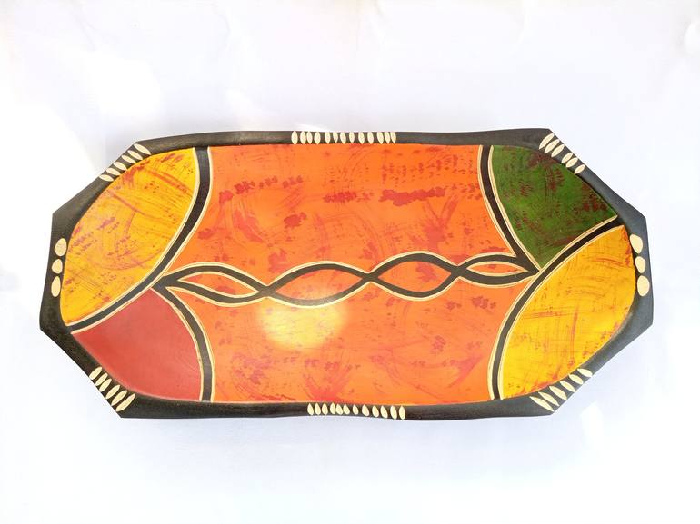 Fruit bowl handmade of wood, Afrikanische kunst, Decorative - Print