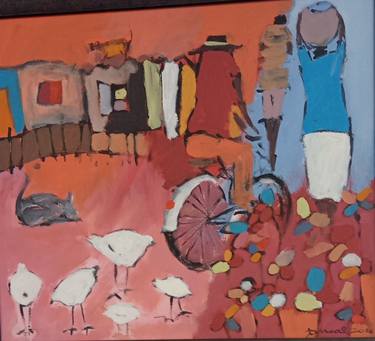 Original Abstract Rural life Paintings by Jafeth Moiane