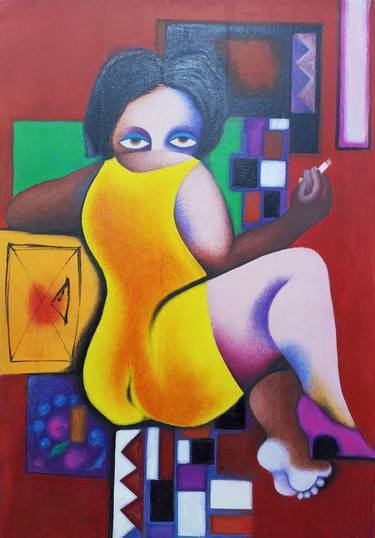 Original Figurative Women Paintings by Jafeth Moiane