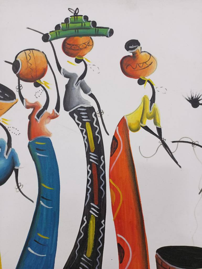Original Art Deco Women Painting by Jafeth Moiane