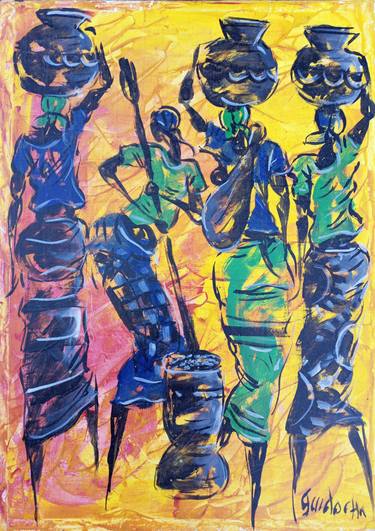 The daily of African women canvas, black women art, African thumb