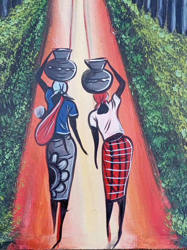 Original Art Deco Women Painting by Jafeth Moiane