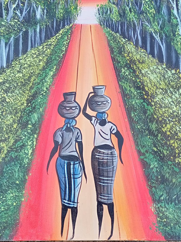 Original Art Deco Women Painting by Jafeth Moiane