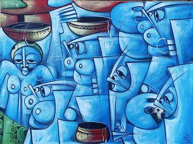 Print of Abstract People Paintings by Jafeth Moiane