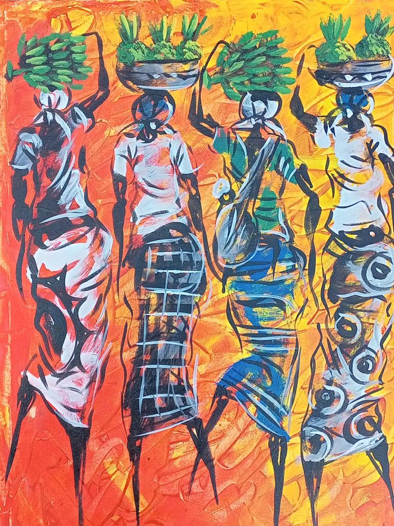 Original Figurative Women Painting by Jafeth Moiane