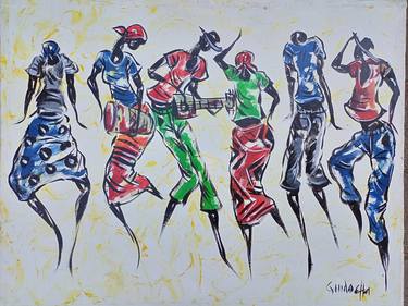 African culture painting, Africa painting, African wall art thumb