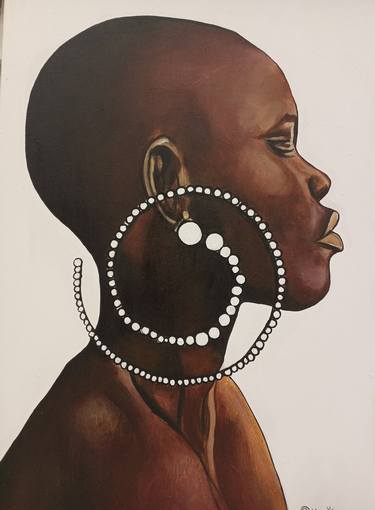 Afro beauty with big earrings, Afro woman art, Afro thumb